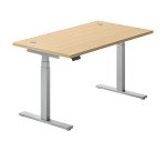 Bureau réglable en hauteur électrique Ergomaxx Mémo L 140 x P 80 cm cm plateau chêne clair