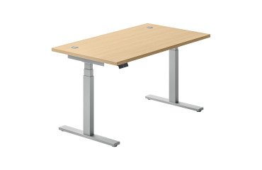 Bureau réglable en hauteur électrique Ergomaxx Mémo L 140 x P 80 cm cm plateau chêne clair