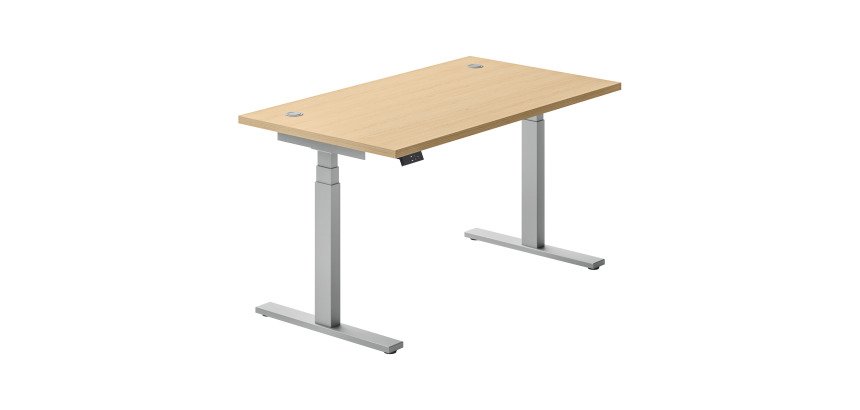 Bureau réglable en hauteur électrique Ergomaxx Mémo L 140 x P 80 cm cm plateau chêne clair