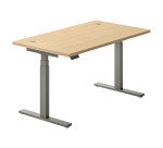 Electrically adjustable Ergomaxx Memo L height desk 140 x 80 cm light oak surface