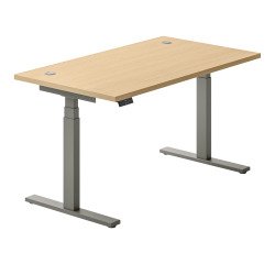 Bureau réglable en hauteur électrique Ergomaxx Mémo L 140 x P 80 cm cm plateau chêne clair