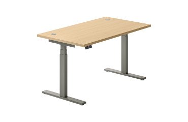 Bureau réglable en hauteur électrique Ergomaxx Mémo L 140 x P 80 cm cm plateau chêne clair