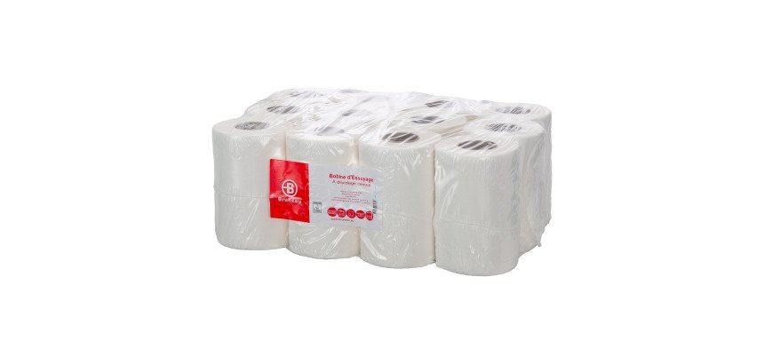 Mini bobine d'essuyage à dévidage central Bruneau - Colis de 12