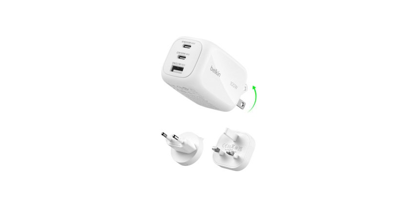 Chargeur secteur GaN à 3 ports 100 W Belkin BoostCharge Pro