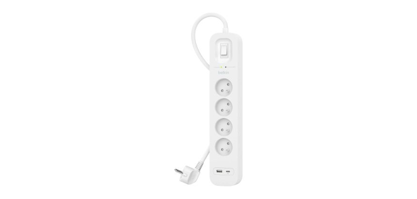 Prise de protection surtension Belkin SRB001CA2M 4 sorties + 2 USB - 2 m blanc