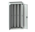 Armoire avec 2 portes battantes à 4 extensions verticales avec parois perforées Lista H 195 x L 100 x P 60 cm KEY Lock  gris RAL 7035