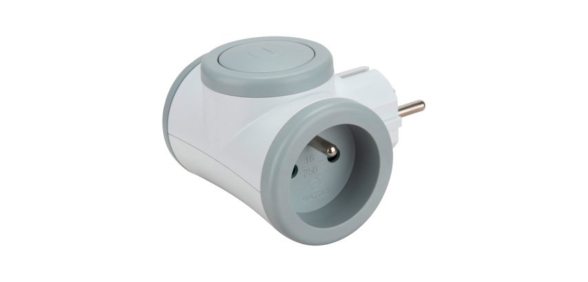 Prise biplite rotative avec interupteur Watt & Co