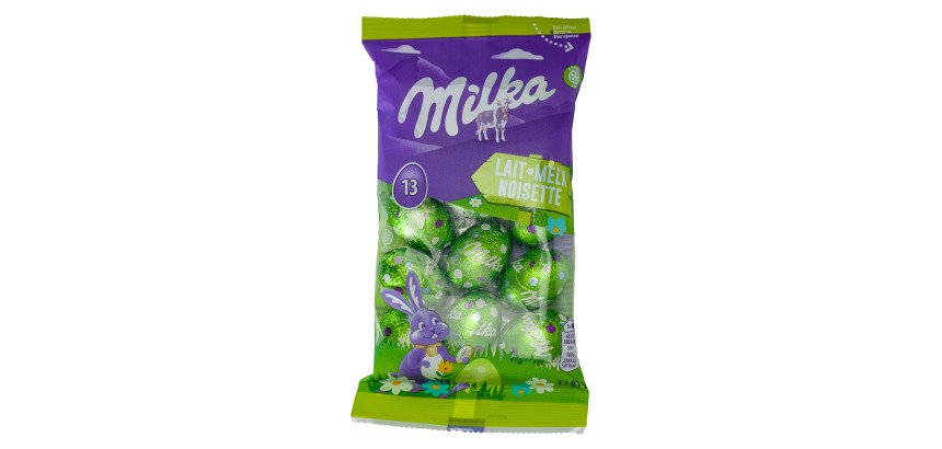 Milka Milk Chocolate and Hazelnut Easter Eggs - 81 g Bag