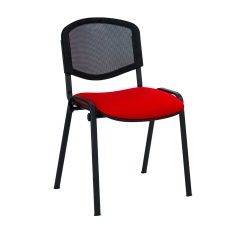 Chaise conference reconditionnée assise tissu rouge dossier maille noire
