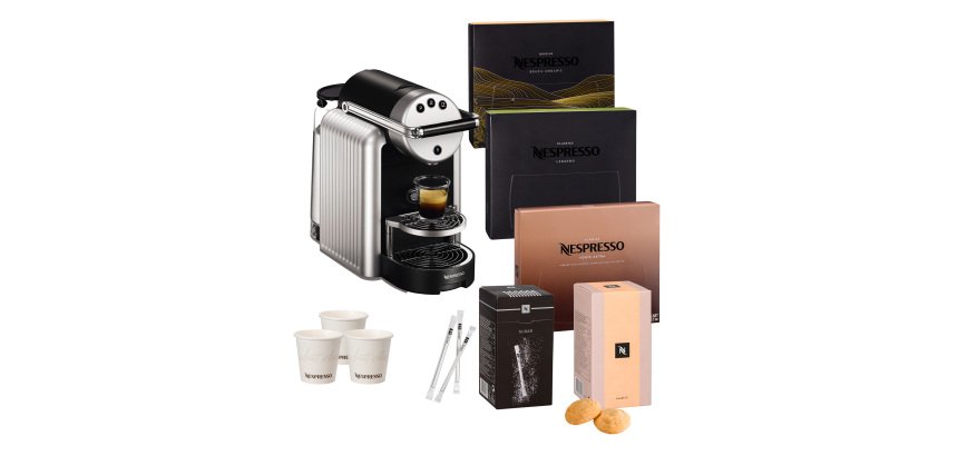 Machine à café à capsule professionnelle Nespresso Professionnel Zenius + 3 boîtes de 50 capsules + 1 boîte de 100 sticks de sucre + 1 boîte de 10 Amaretti + 1 manchon de 50 gobelets