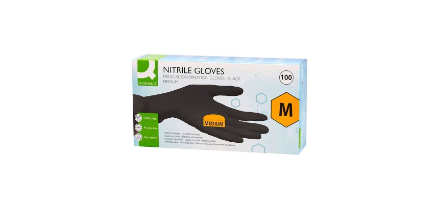 Disposable non-powdered black nitrile gloves - Box of 100 gloves