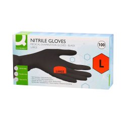 Gants jetables nitrile non poudré noir - Boîte de 100 gants
