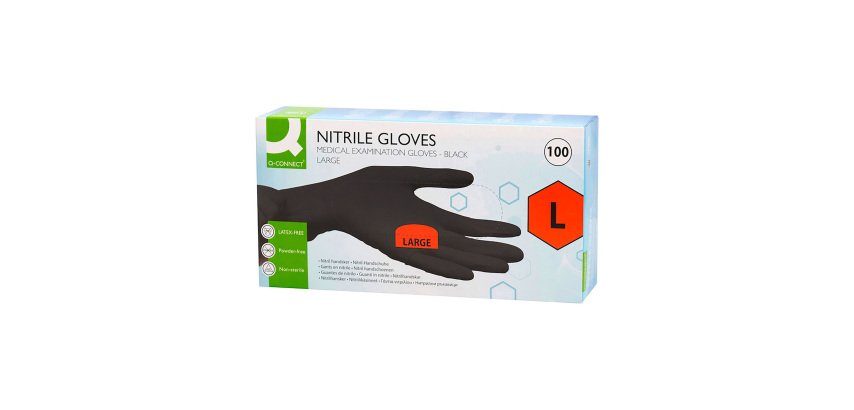Gants jetables nitrile non poudré noir - Boîte de 100 gants