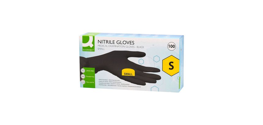 Gants jetables nitrile non poudré noir - Boîte de 100 gants