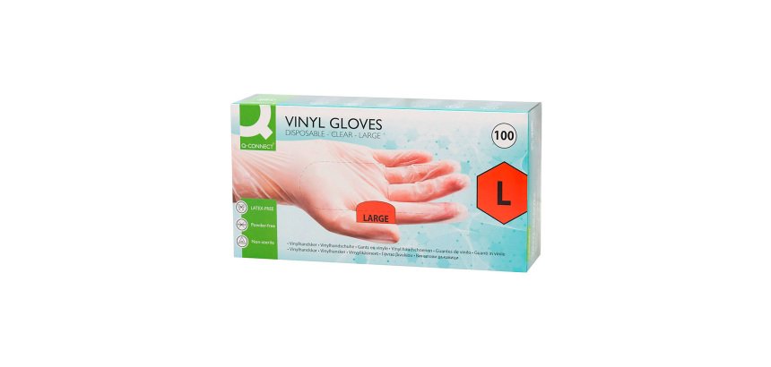 Gants vinyle non poudré transparents - Boîte de 100 gants