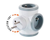 Prise biplite rotative avec interupteur Watt & Co
