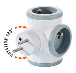 Prise biplite rotative avec interupteur Watt & Co