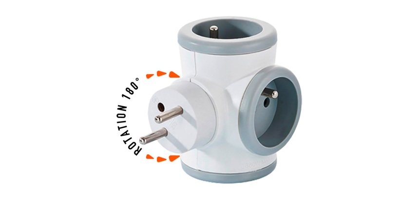 Prise biplite rotative avec interupteur Watt & Co