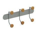 Patère Kappa, métal et bois, 3 crochets