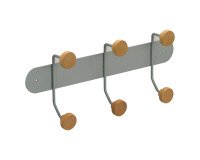 Patère Kappa, métal et bois, 3 crochets