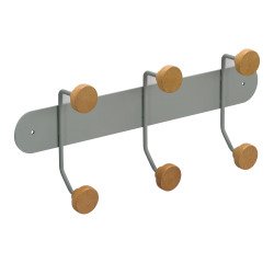 Patère Kappa, métal et bois, 3 crochets