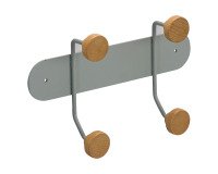 Patère Kappa, métal et bois, 2 crochets