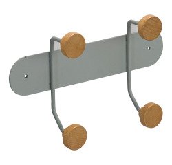 Patère Kappa, métal et bois, 2 crochets