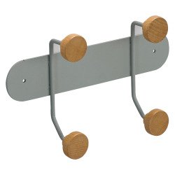 Patère Kappa, métal et bois, 2 crochets