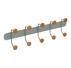 Patère Kappa, métal et bois, 5 crochets