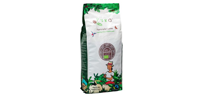 Café en grains Puro Bio 100 % Arabica - paquet de 1 kg