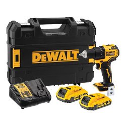 Perceuse-visseuse compacte sans fil DEWALT XR 18 V 2 Ah Li-ion Brushless + 2 Batteries + 1 Chargeur