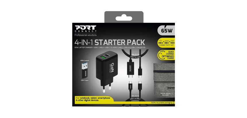 Pack de charge 4 en 1 pour PC 65W PORT