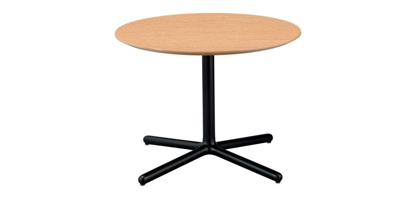 Table basse Mag - chêne clair - pied noir - plateau rond