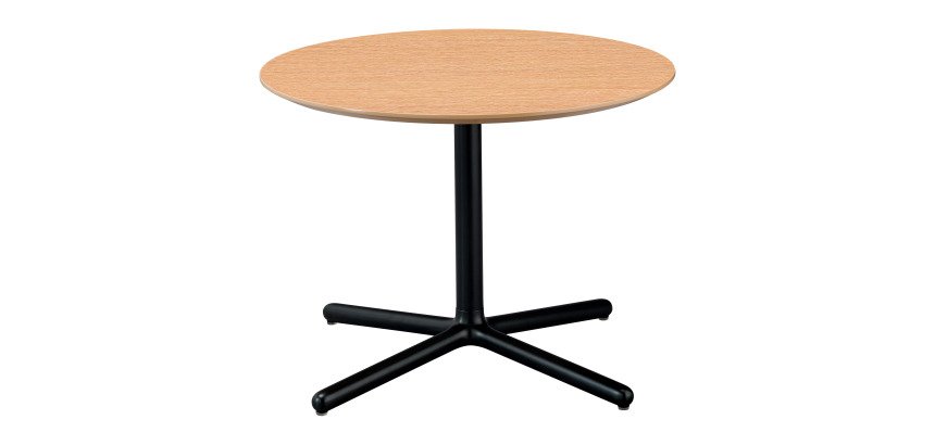 Table basse Mag - chêne clair - pied noir - plateau rond