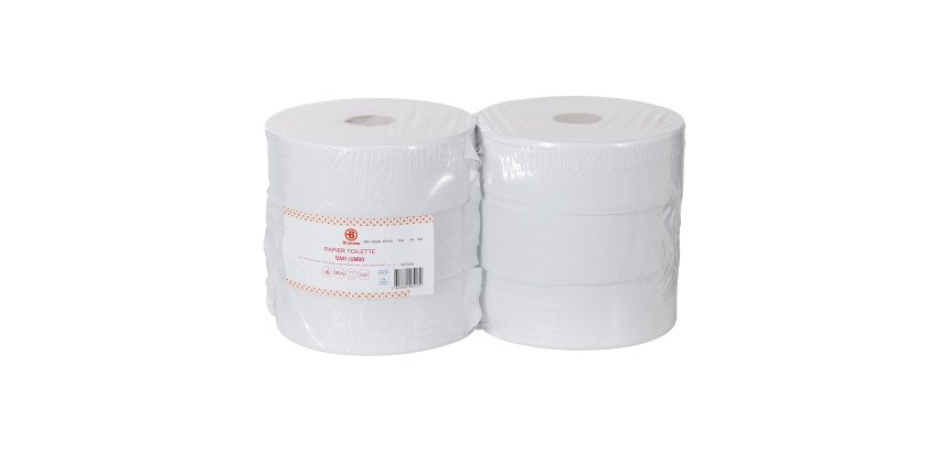 Papier toilette Maxi Jumbo double épaisseur Bruneau - 6 rouleaux de 380 m