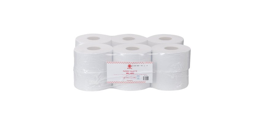 Papier toilette Mini Jumbo double épaisseur Bruneau - 12 rouleaux de 175 m