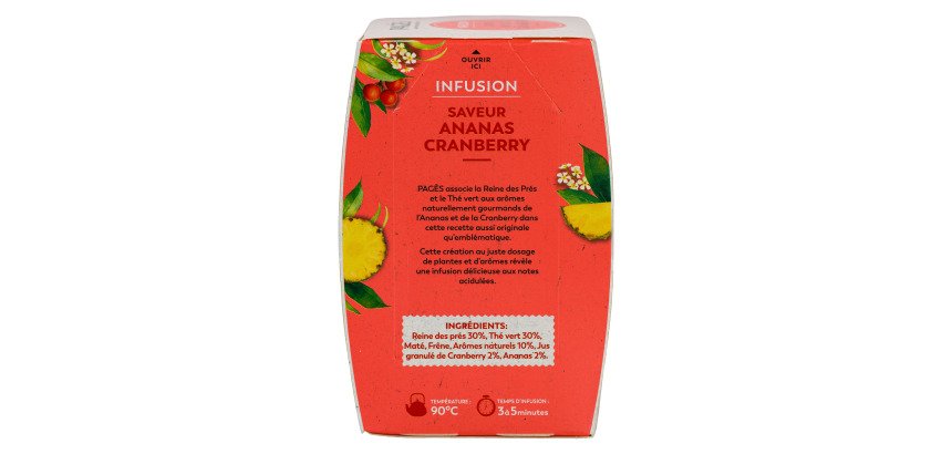 Pineapple cranberry infusion Pagès – Box of 20 sachets