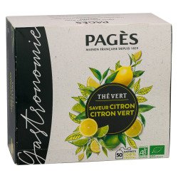 Thé vert citron-citron vert Bio Pagès - Boîte de 50 sachets