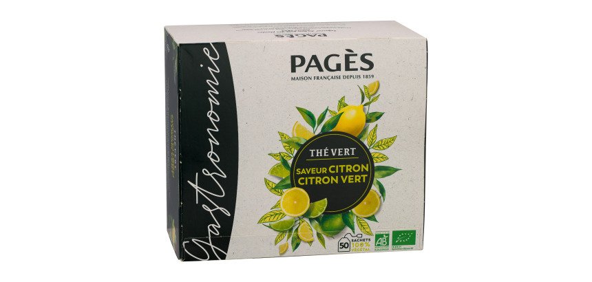 Thé vert citron-citron vert Bio Pagès - Boîte de 50 sachets