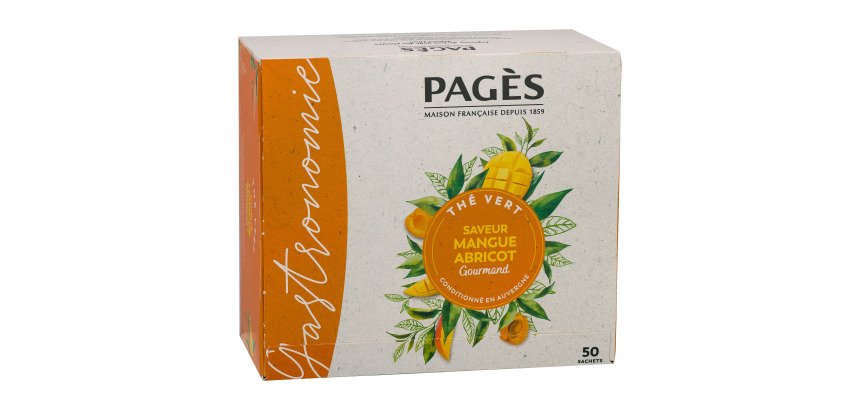 Thé vert mangue abricot Pagès – Boîte de 50 sachets