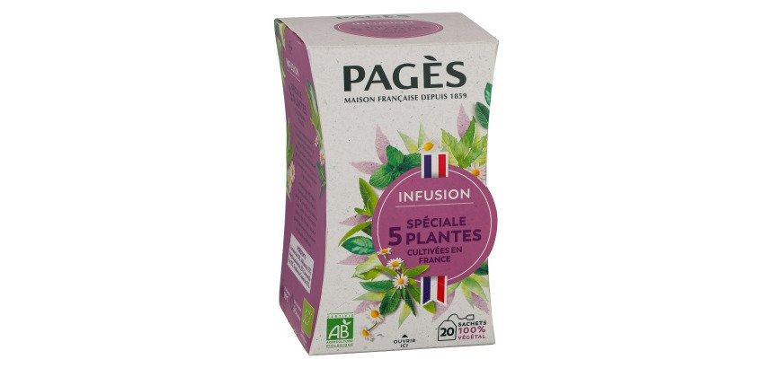 Infusion Spéciale 5 plantes Bio Pagès - Boîte de 20 sachets