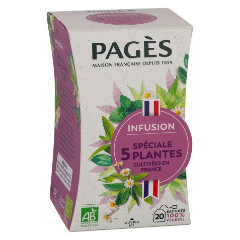 Infusion Spéciale 5 plantes Bio Pagès - Boîte de 20 sachets