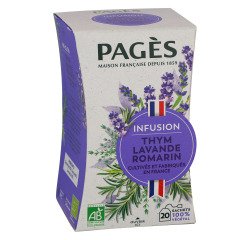Infusion thym, lavande et romarin Bio Pagès – Boîte de 20 sachets