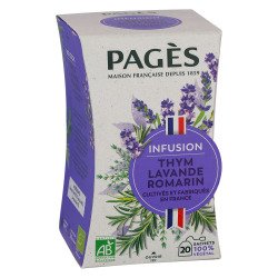 Infusion thym, lavande et romarin Bio Pagès – Boîte de 20 sachets