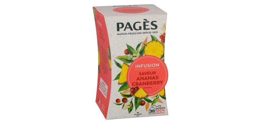Infusion ananas cranberry Pagès – Boîte de 20 sachets