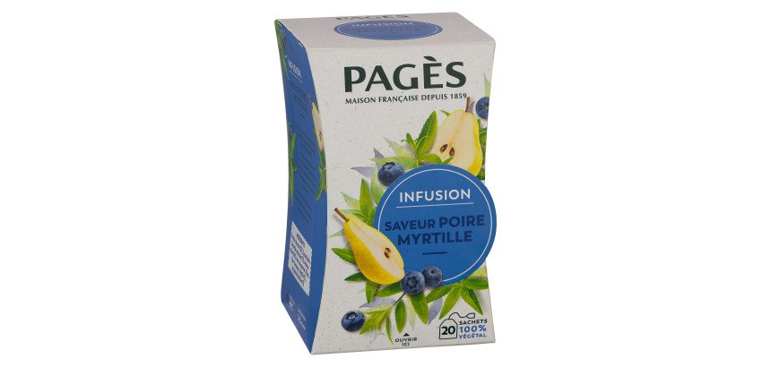Infusion poire myrtille Pagès – Boîte de 20 sachets
