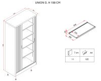 Armoire métal à rideaux  Union G. H 198 x L 100 x P 45 cm corps noir RAL 9005 rideaux noir