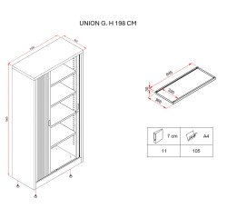 Armario de persiana metálico desmontable Unión Alt 198 x An 100 cm estructura antracita