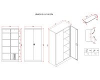 Wardrobe with swing doors Union G. H 180 x W 91.6 x D 42.2 cm white body white doors