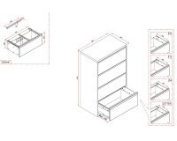 Crédence monobloc à 4 tiroirs L 80 cm